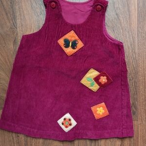 🎀 3/$20 VTG 90s Corduroy Patchwork Jumper Dress Girls' Size 2T